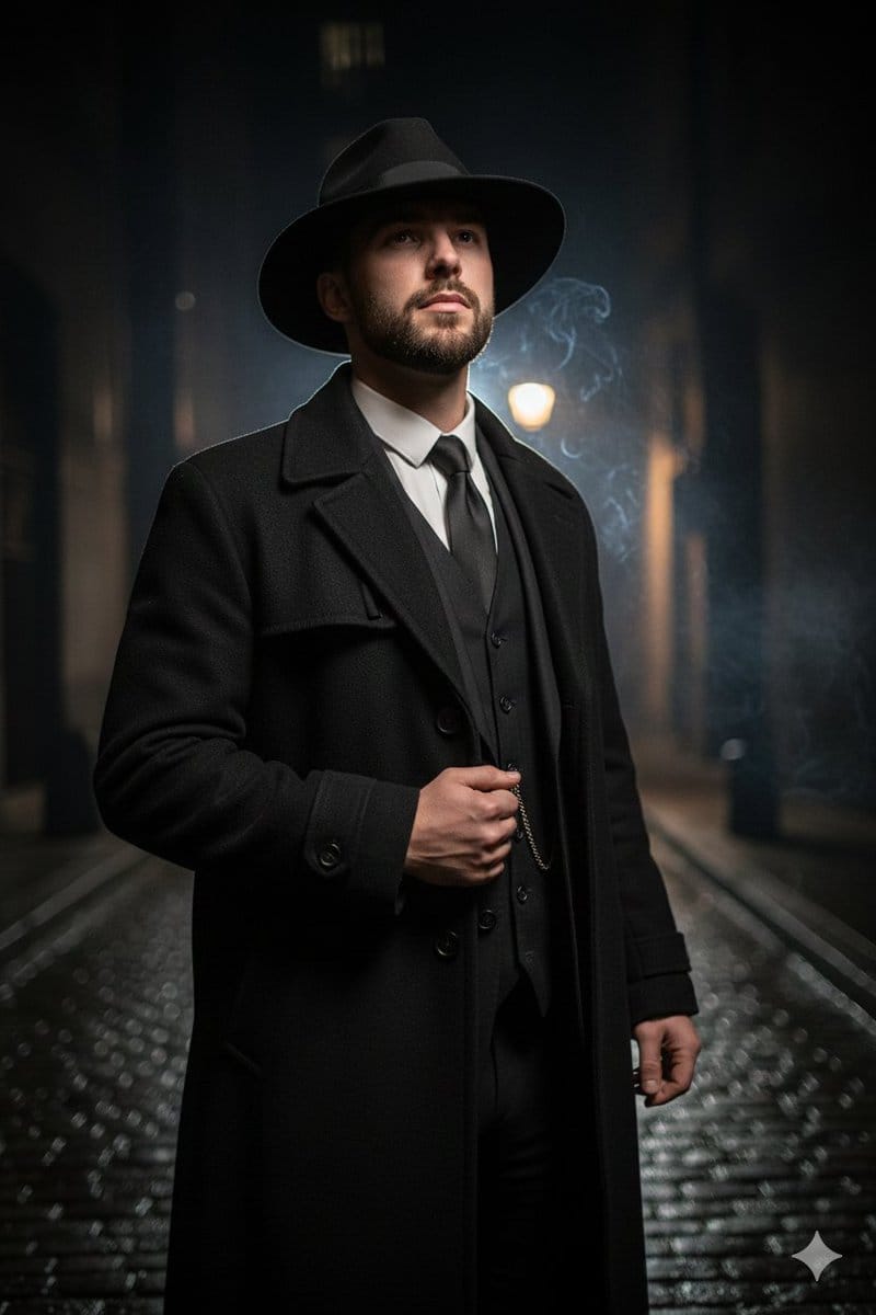 1920s Noir Gangster Portrait Prompt with Face Influence