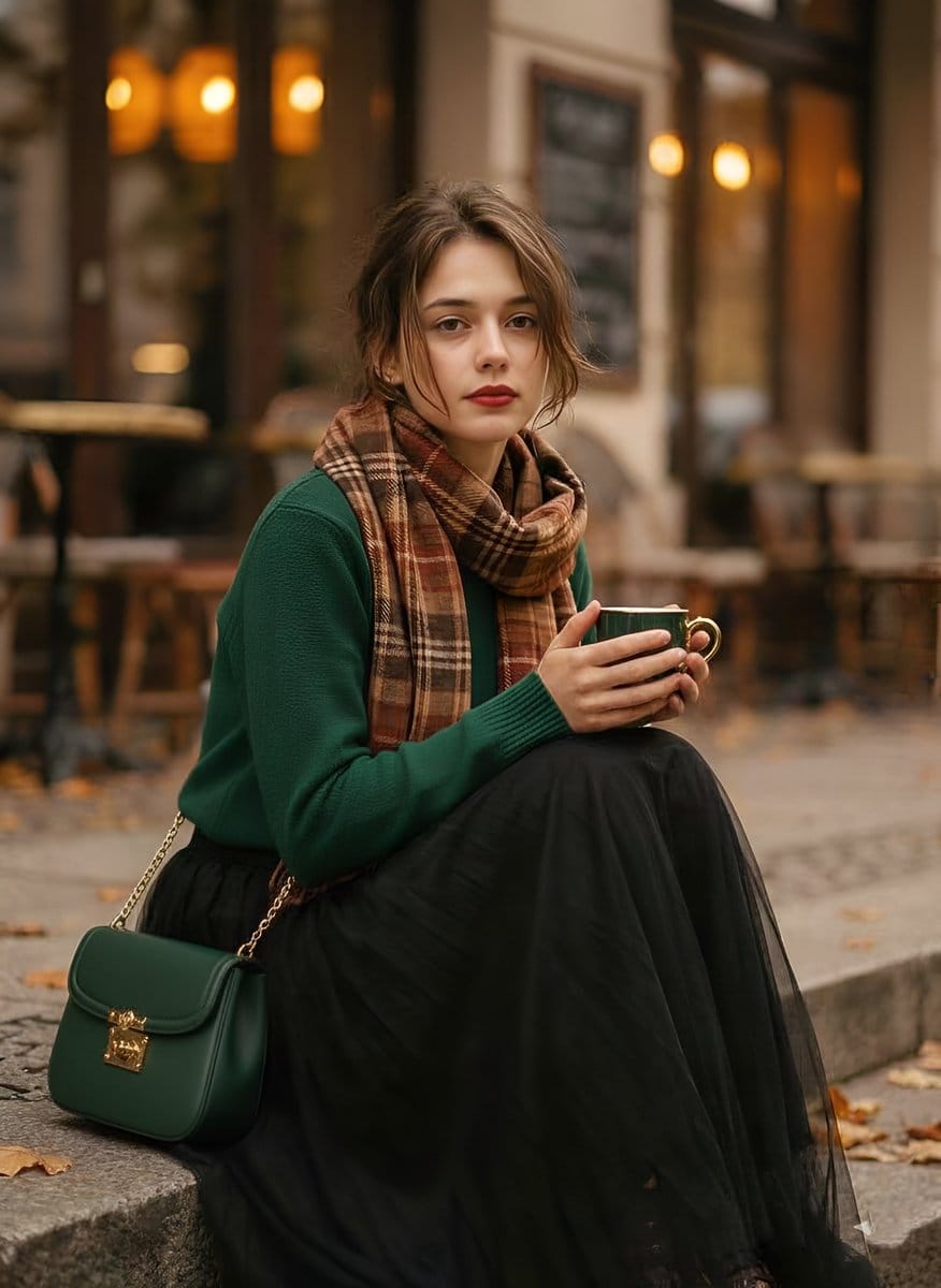 1970s Aesthetic Fashion Portrait with Coffee Cup