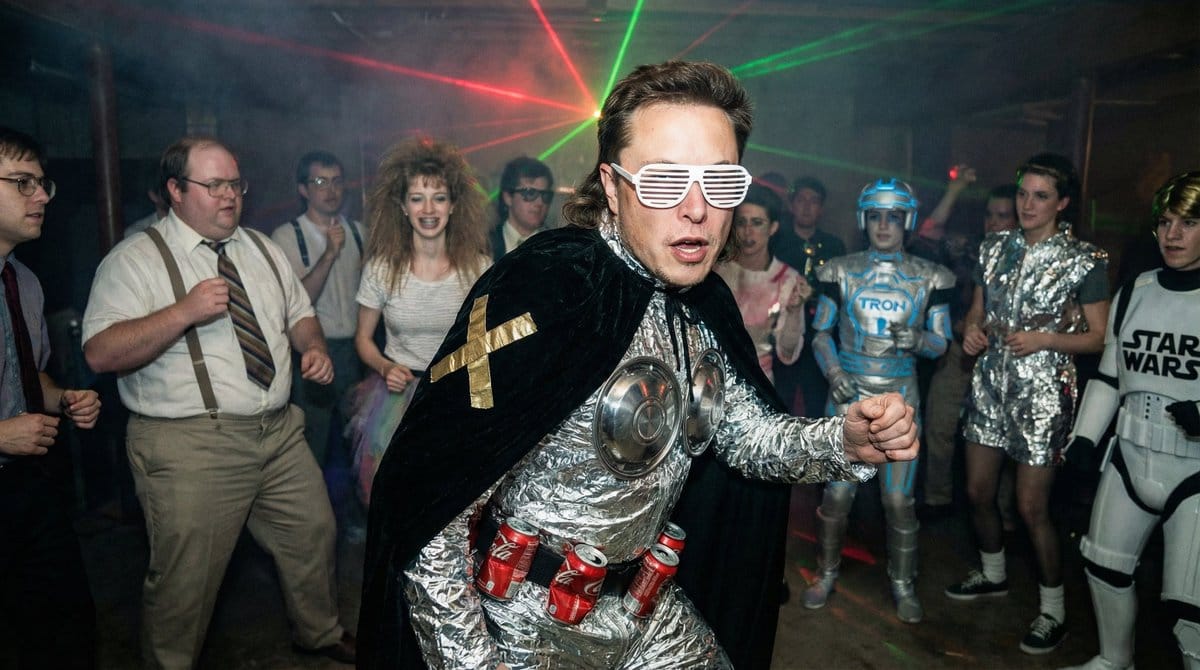 1980s underground nerd techno party flash photo prompt - AI Prompt