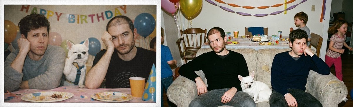 2000s Film Camera Photo of Sam, Ilya, and a Dog