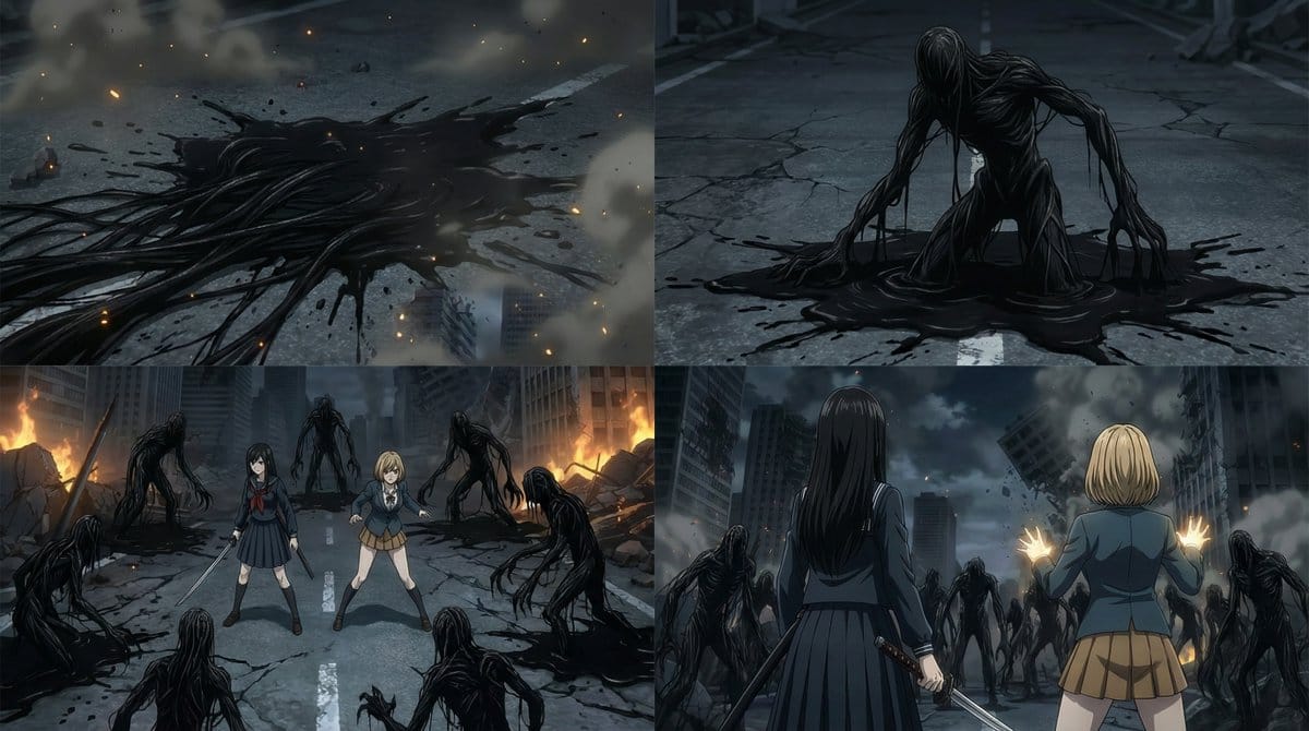 2000s OVA Style High School Girl Monster Hunt - AI Prompt