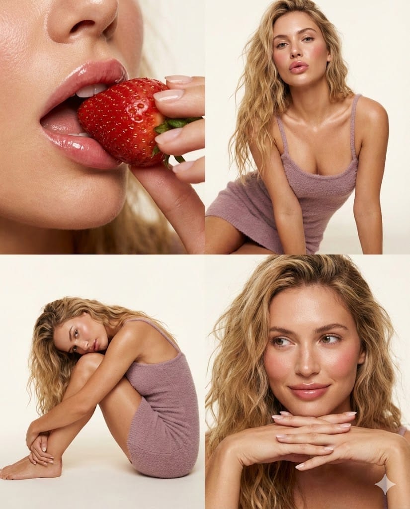 2x2 Beauty Editorial Collage with Macro and Full Body Shots