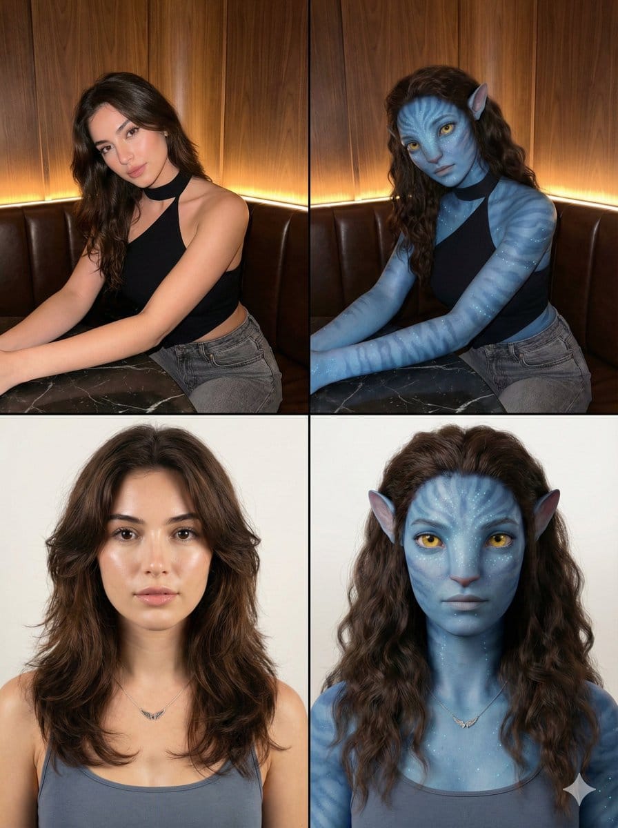 2x2 Grid Human-to-Na'vi Transformation Prompt