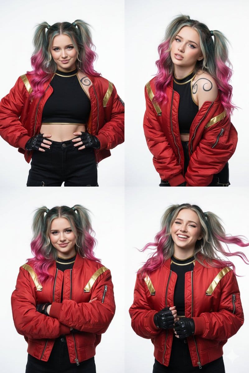 2x2 Grid of Cyber-Punk Portrait Shots