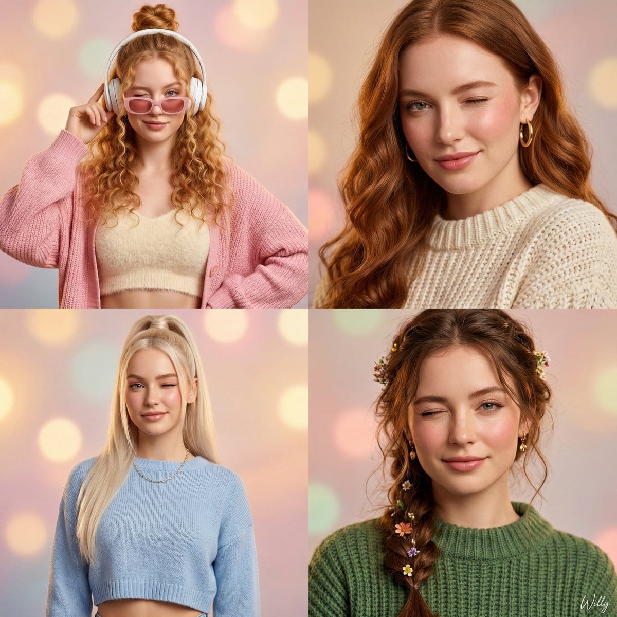 2x2 Grid of Ultra-Realistic Female Portraits