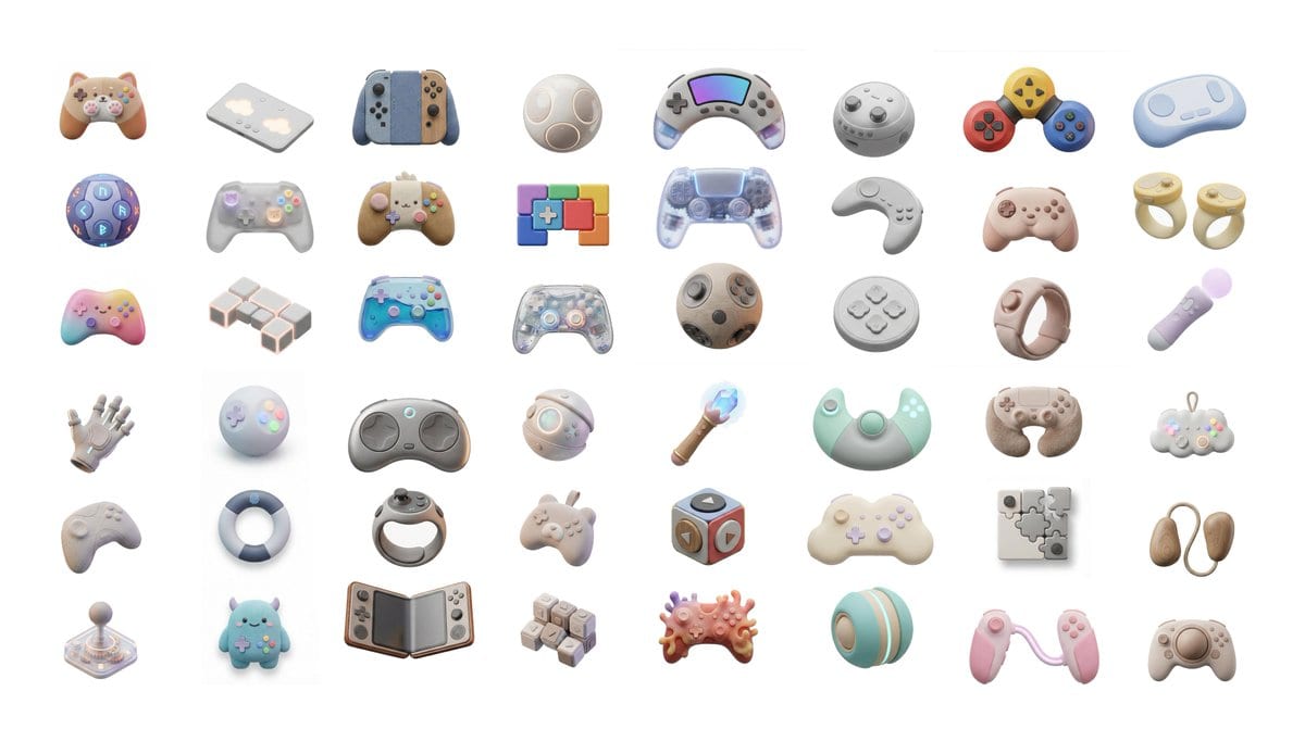 3D Artsy Video Game Controller Grid