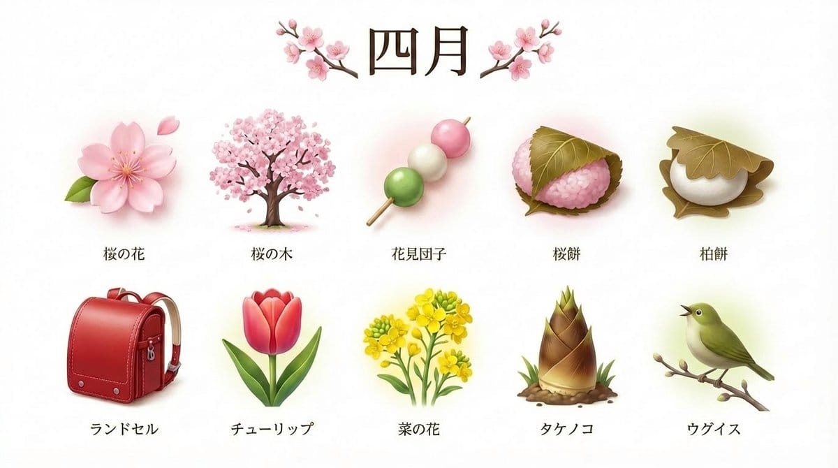 3D Icon Collection Representing Japanese Seasons
