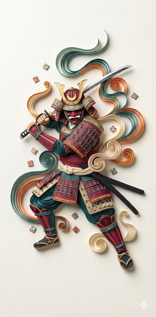 3D Paper Quilling Art: Samurai Warrior