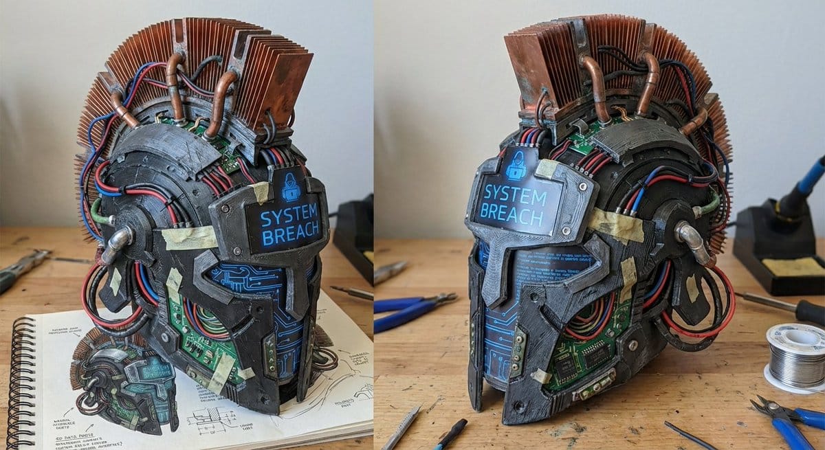 3D printed Corinthian netrunner helmet