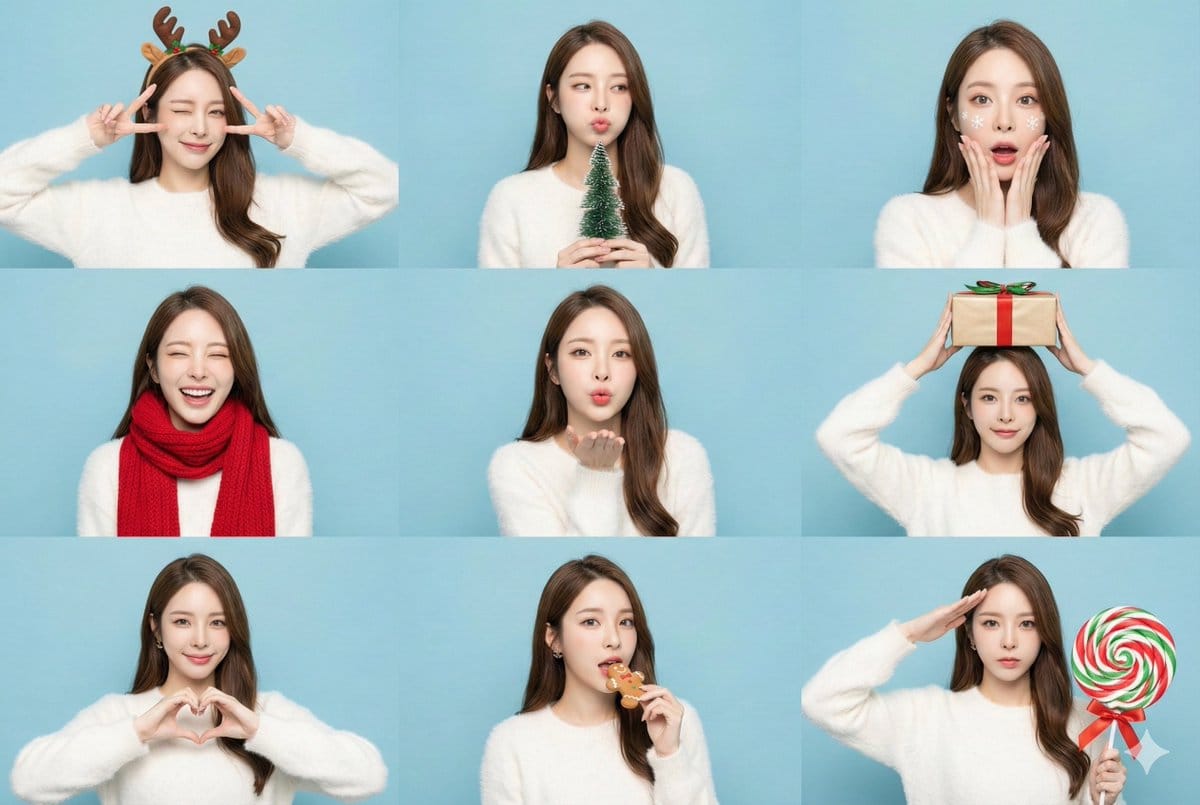 9-Panel Christmas Photobooth Sticker Generator