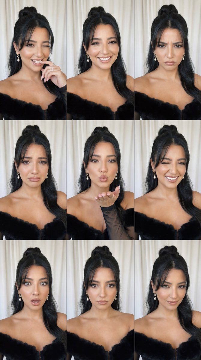 90s Selfie Emotion Grid with Identity Lock