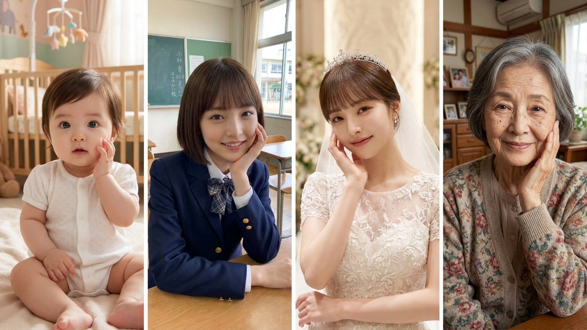 Age progression of a woman into an old lady