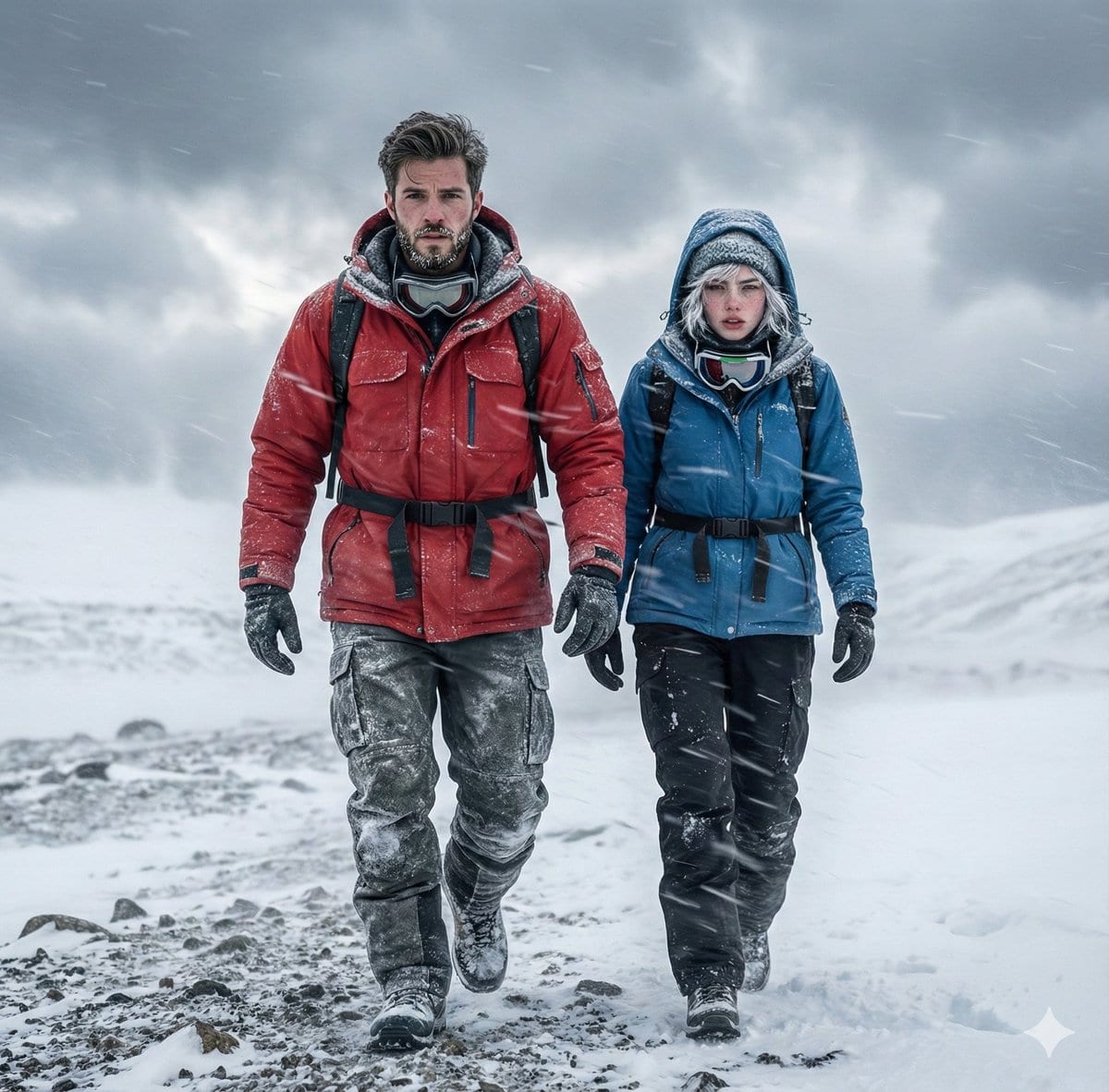 Alaskan Snowstorm Couple Prompt (Reference Based)