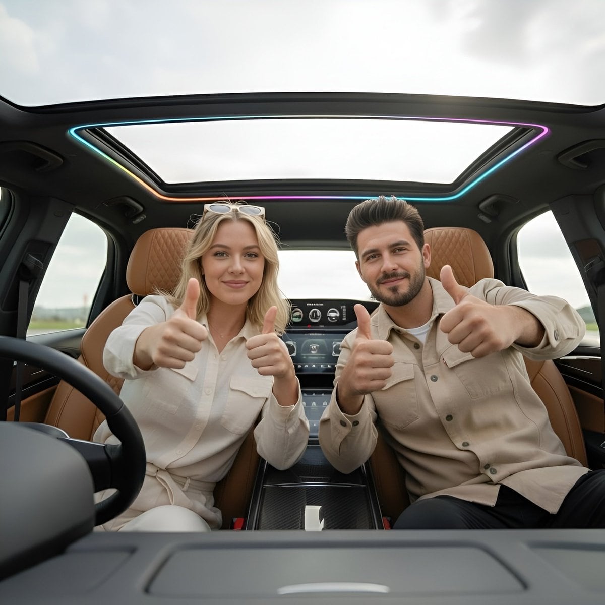 Ana de Armas Selfie in a Sports Car