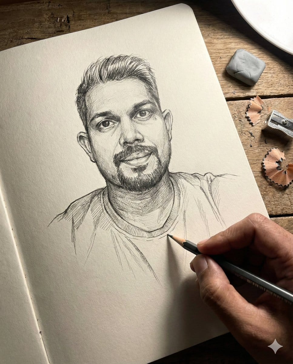 Anamorphic Graphite Sketch Illusion Prompt