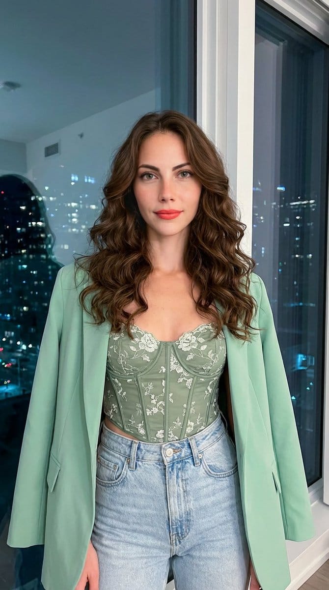 Aqua Green Elegance Fashion Image Prompt