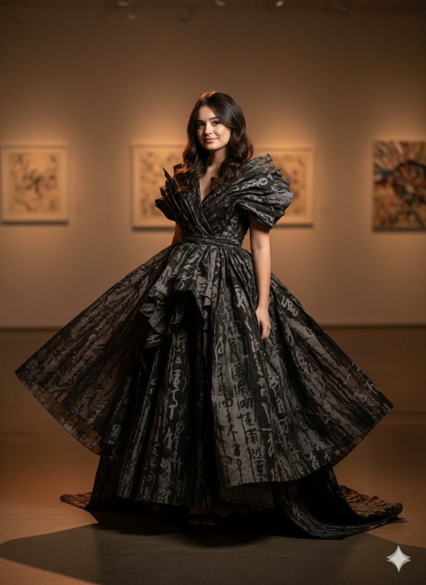 Art-Couture Cinematic Portrait (Calligraphy Fabric)