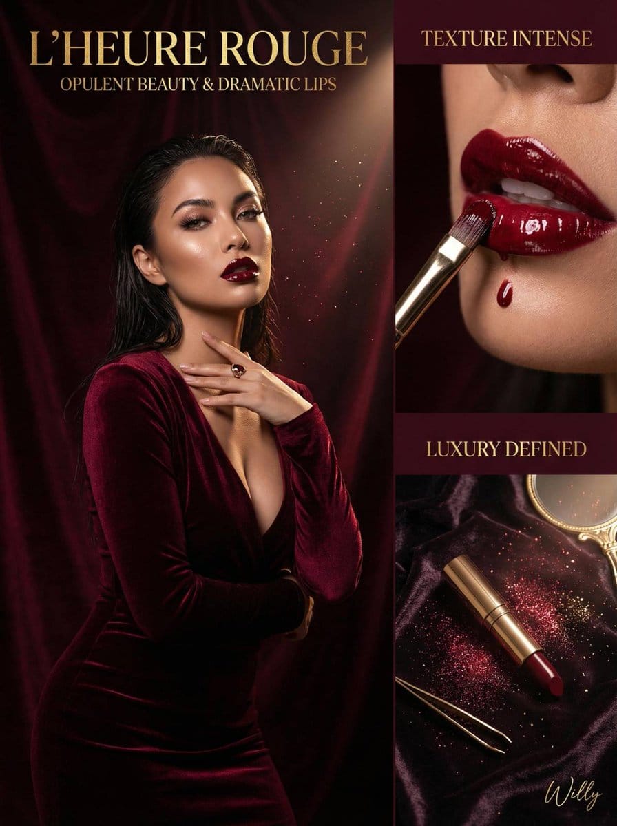 Asymmetrical Dark Luxury Beauty Editorial Spread