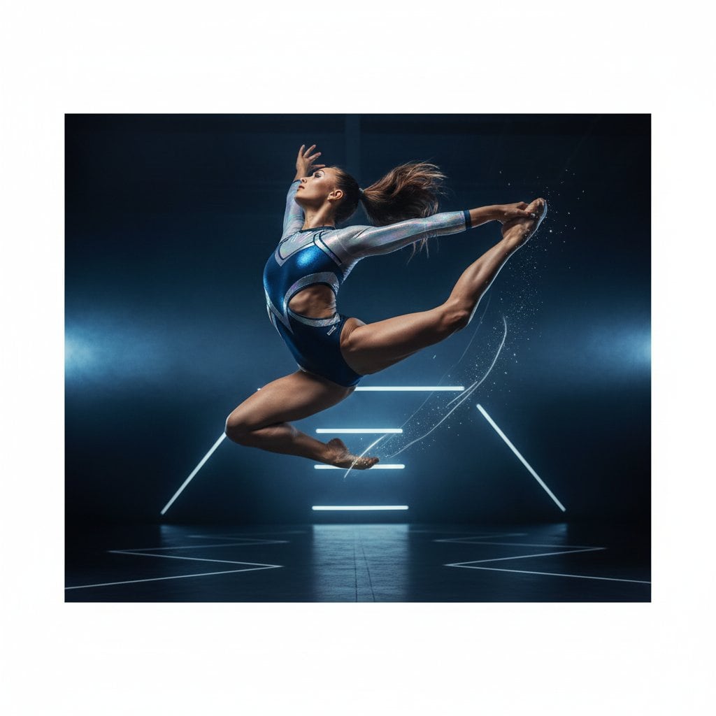 Avant-Garde Athleticism: Frozen Gymnast in Mid-Air