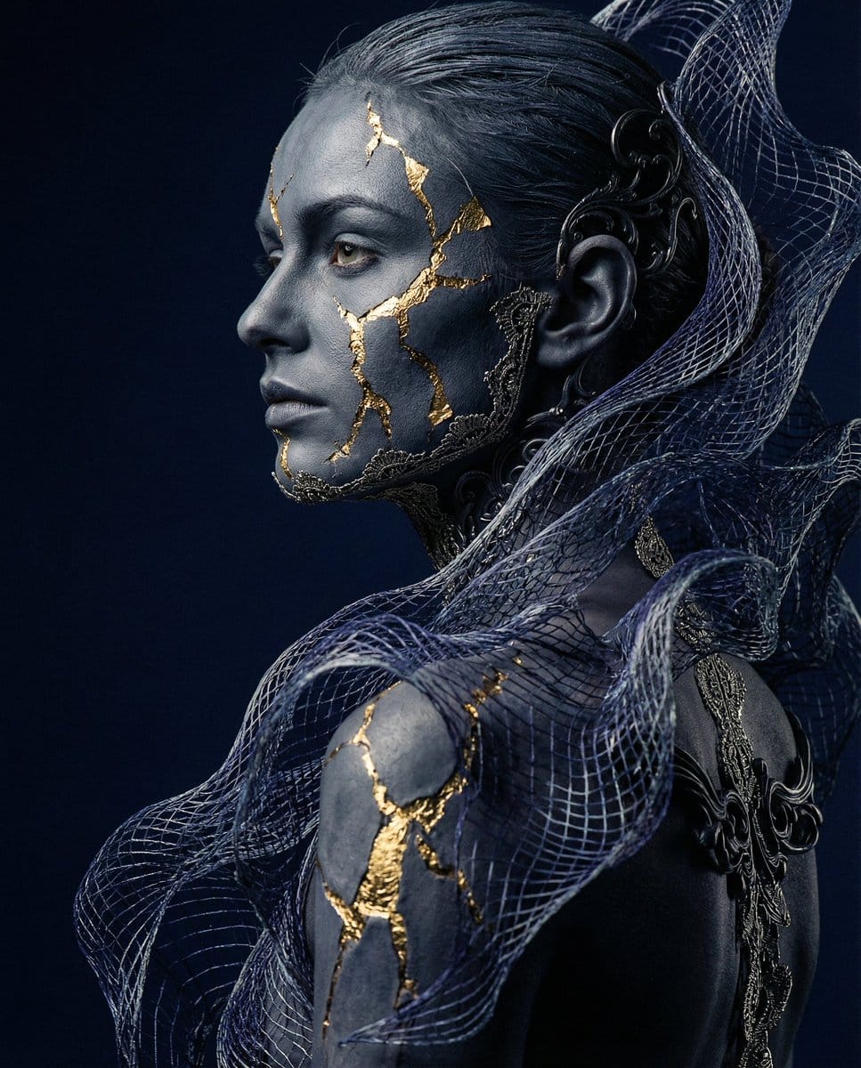 Avant-garde Conceptual Photography: Bio-Digital Kintsugi Portrait