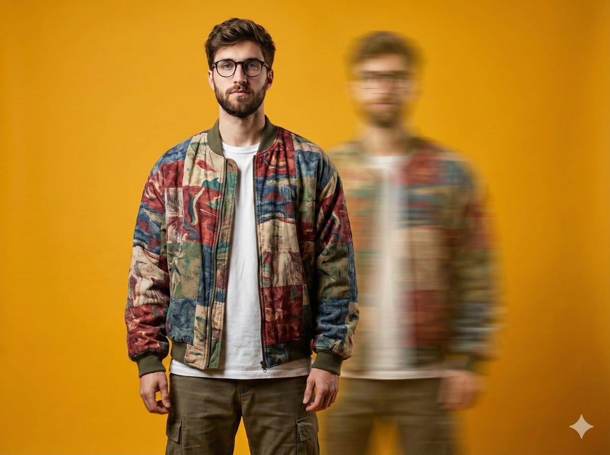 Avant-Garde Fashion Portrait with Ghost Duplicate