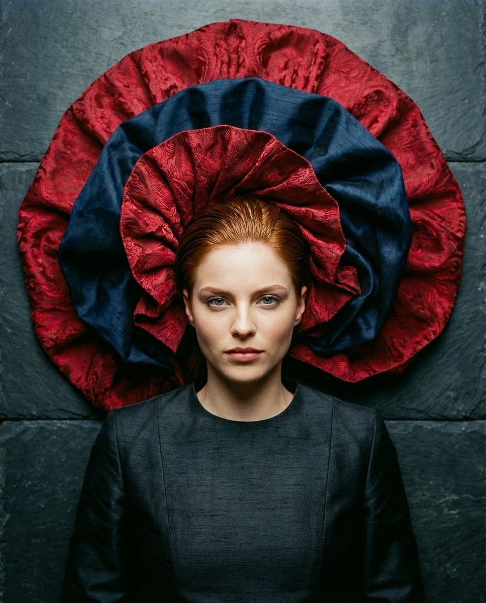 Avant-Garde Top-Down Fabric Halo Portrait