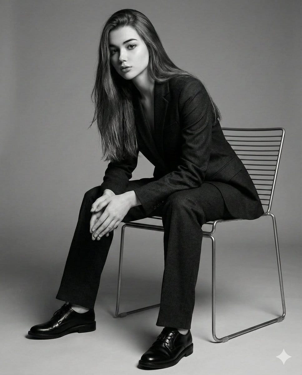 Black-and-White Cinematic Editorial Portrait