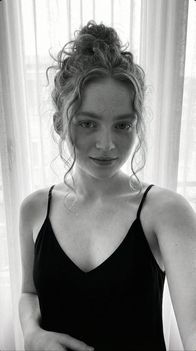 Black and White Candid Portrait with Film Grain