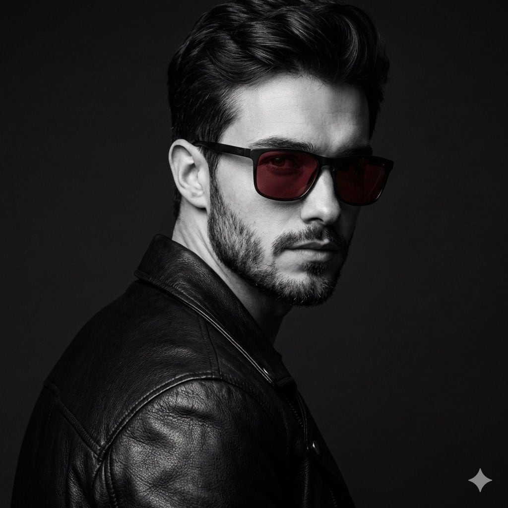 Black and White Fashion Portrait with Exact Facial Structure