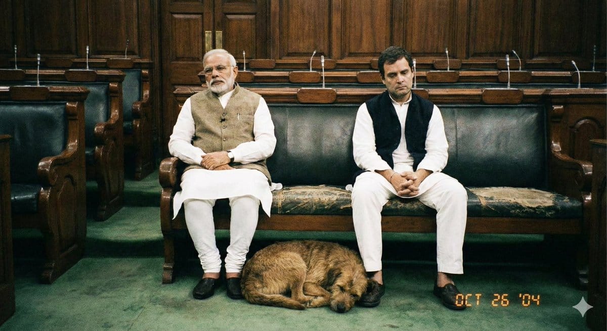 Bored Indian Politicians with a Tired Dog