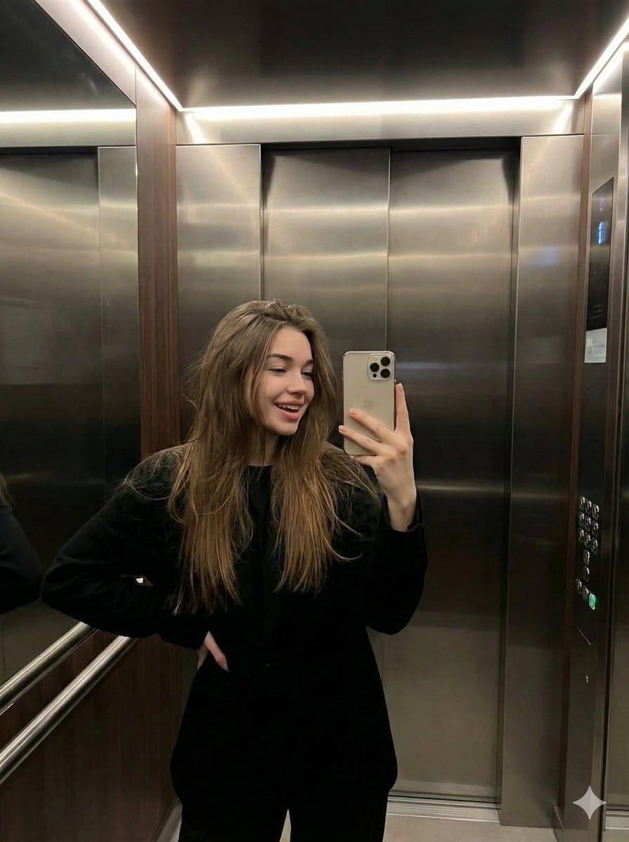 Candid Elevator Mirror Selfie