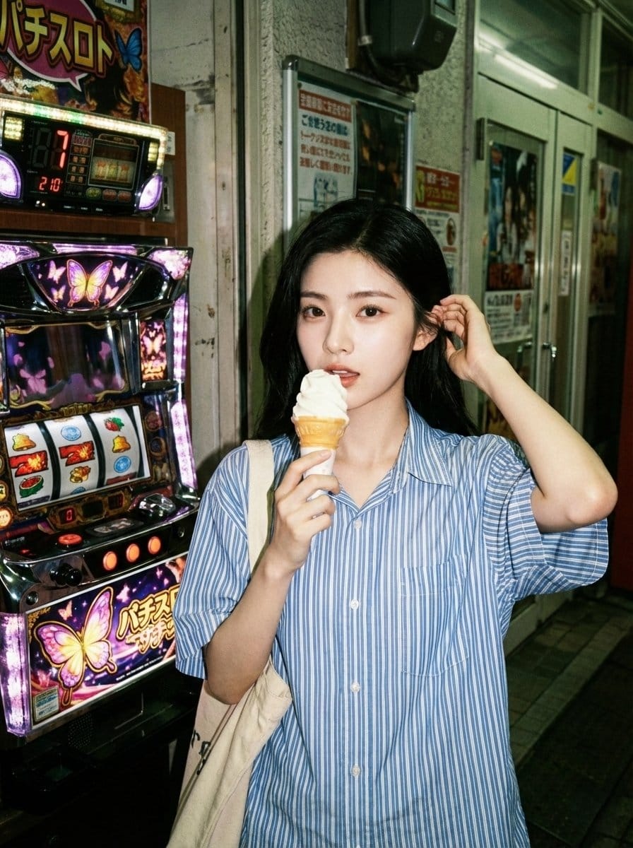 Candid Film Photo in Urban Arcade Prompt