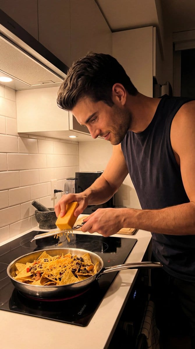 Candid Kitchen Cooking Scene JSON Prompt