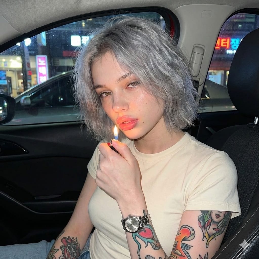 Candid Night Portrait in a Parked Car