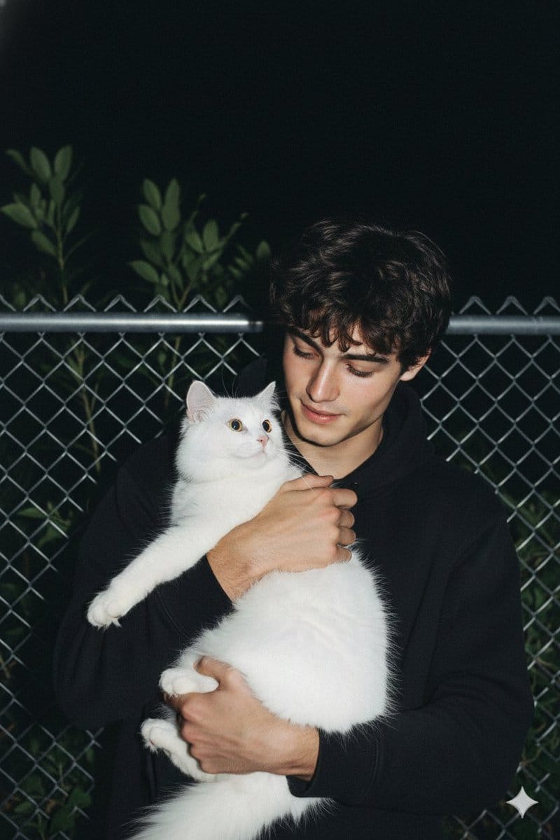 Candid Nighttime Photo with Cat Prompt