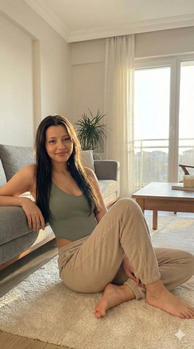 Candid Portrait in Sunlit Minimalist Apartment