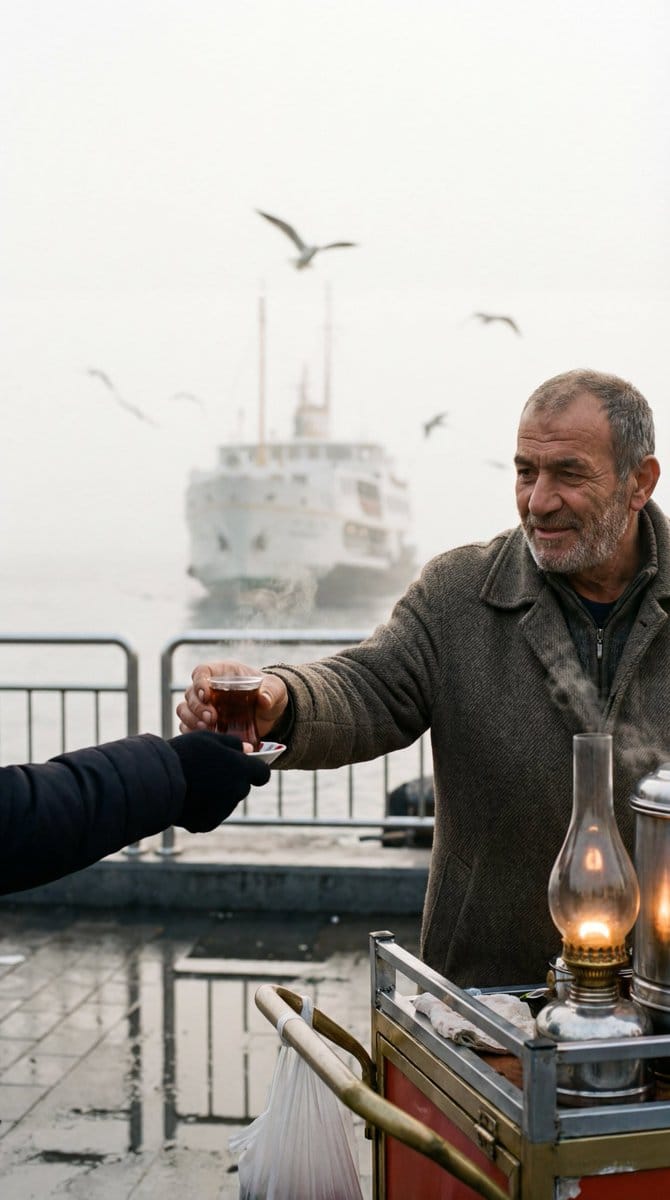 Candid Street Film Still: Eminönü Tea Vendor