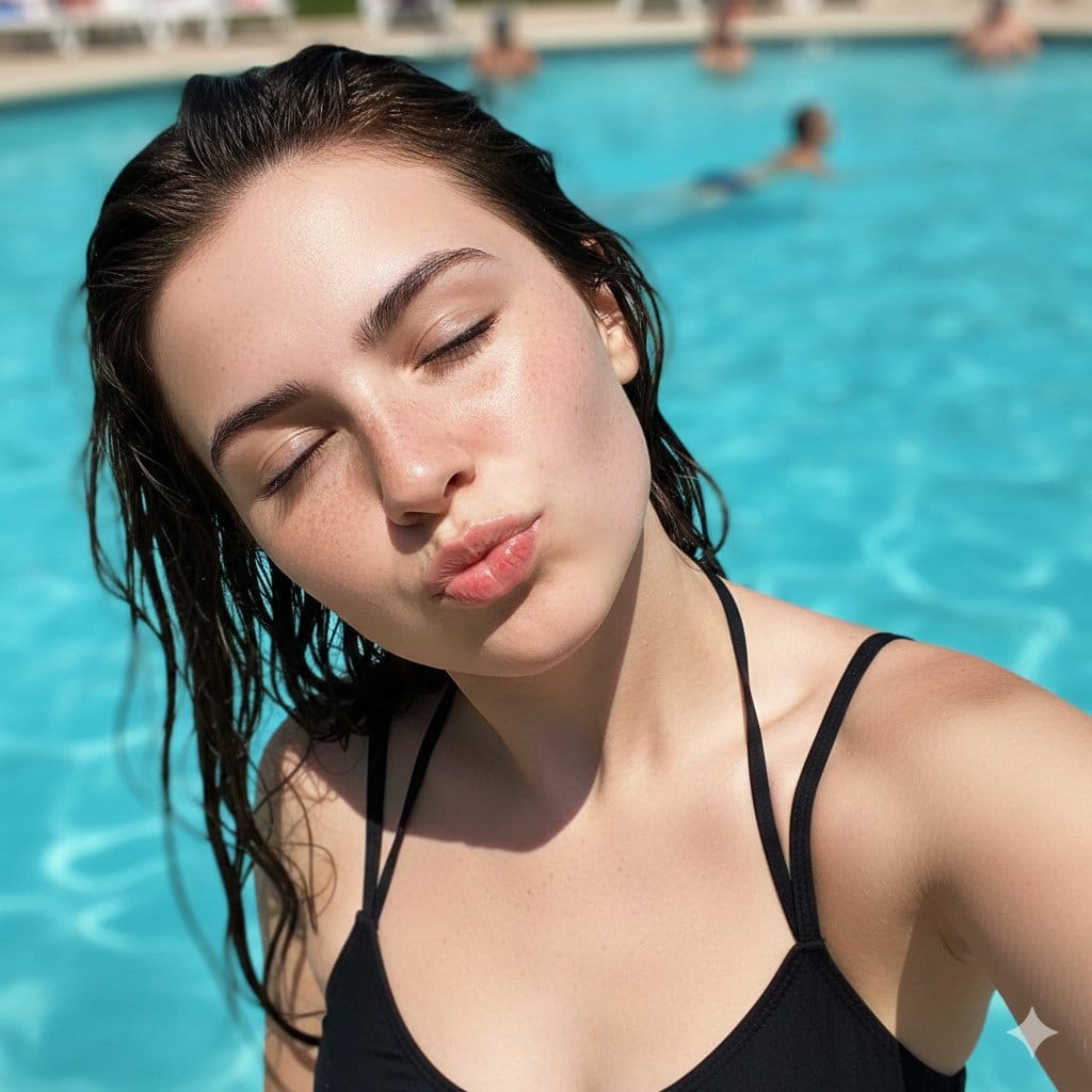 Candid Summer Selfie with Hard Sunlight Aesthetic