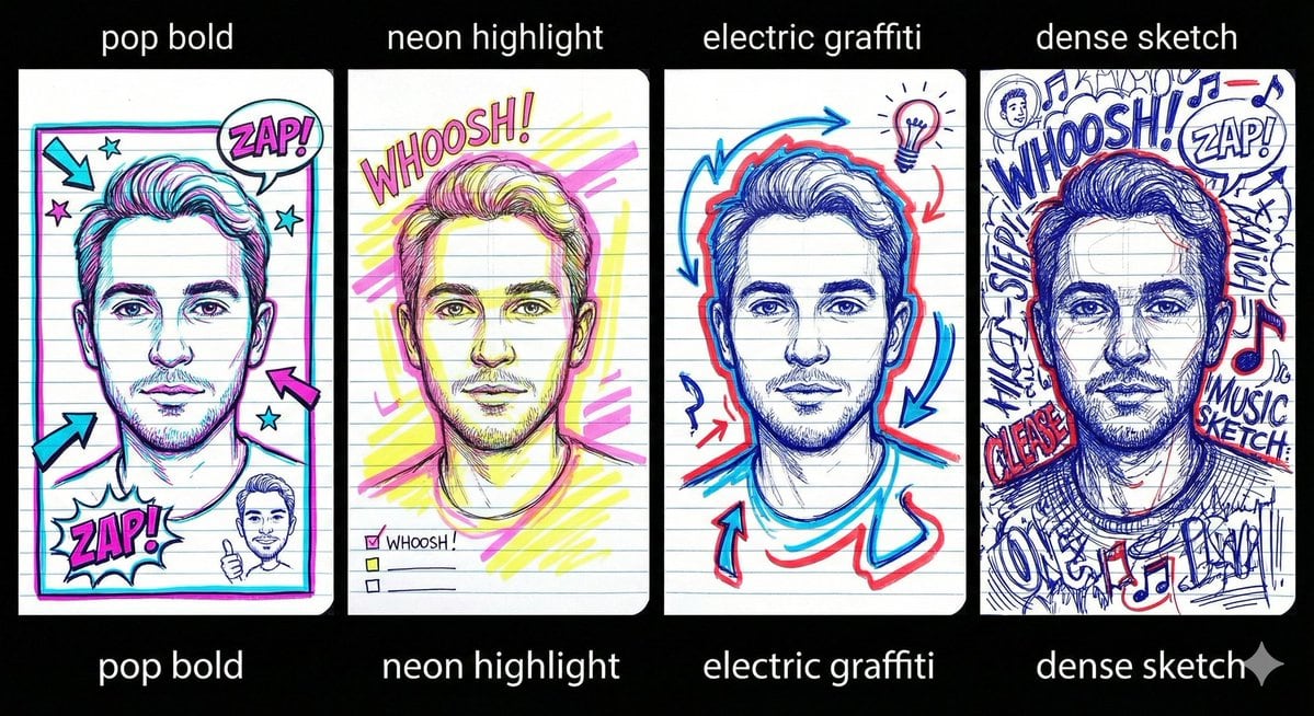 Chaotic Student Doodle Sketch Prompt