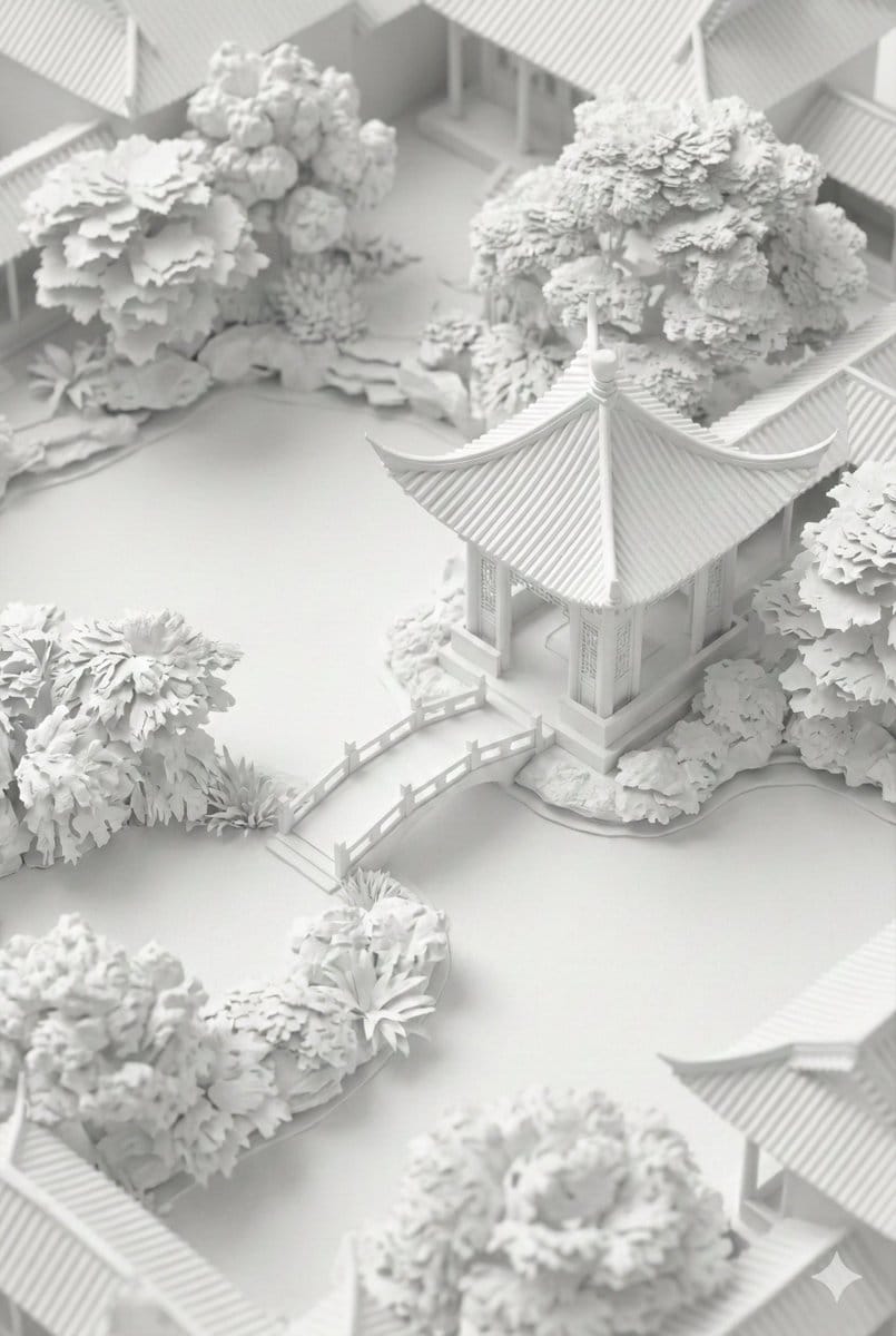 Chinese Garden Clay Render Prompt for Banana Prompt