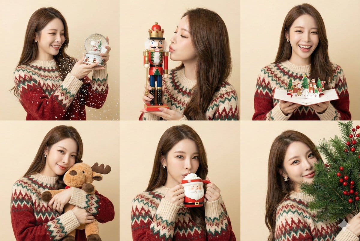 Christmas Fair Isle Sweater 6-Panel Grid Portrait