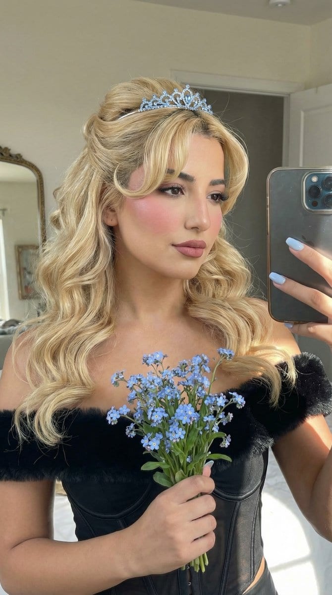 Cinderella Coquette Mirror Selfie with Identity Lock Prompt