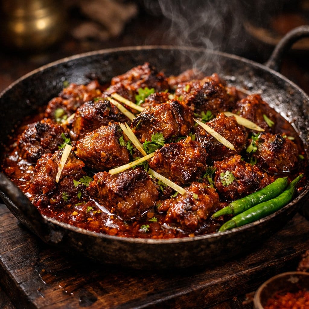 Cinematic 8K Mutton Karahi Food Macro Shot