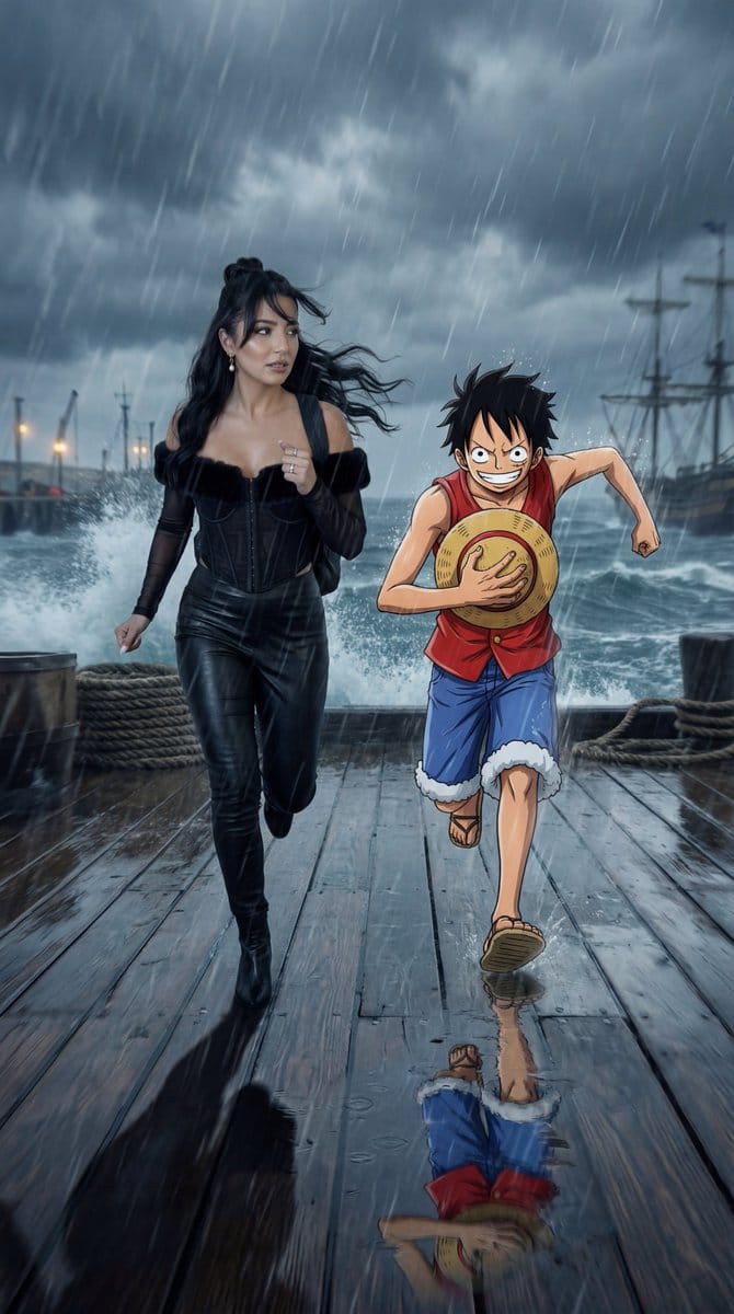 Cinematic Anime/Reality Action Blend Prompt