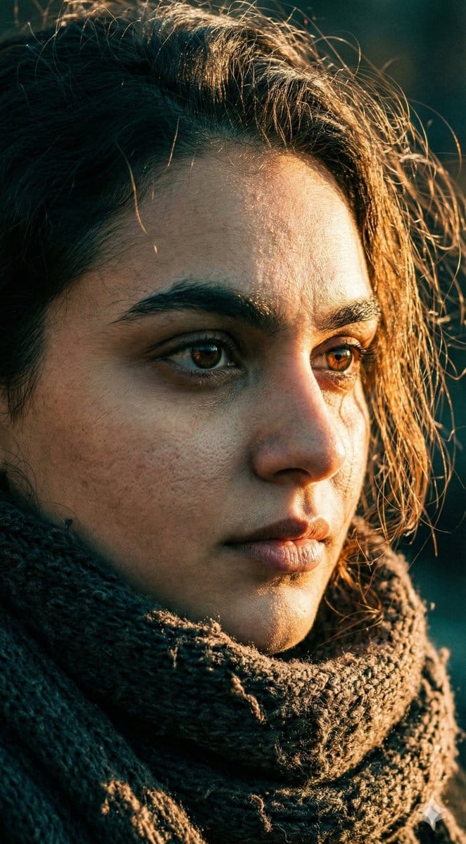 Cinematic Close-up Portrait with Dramatic Lighting