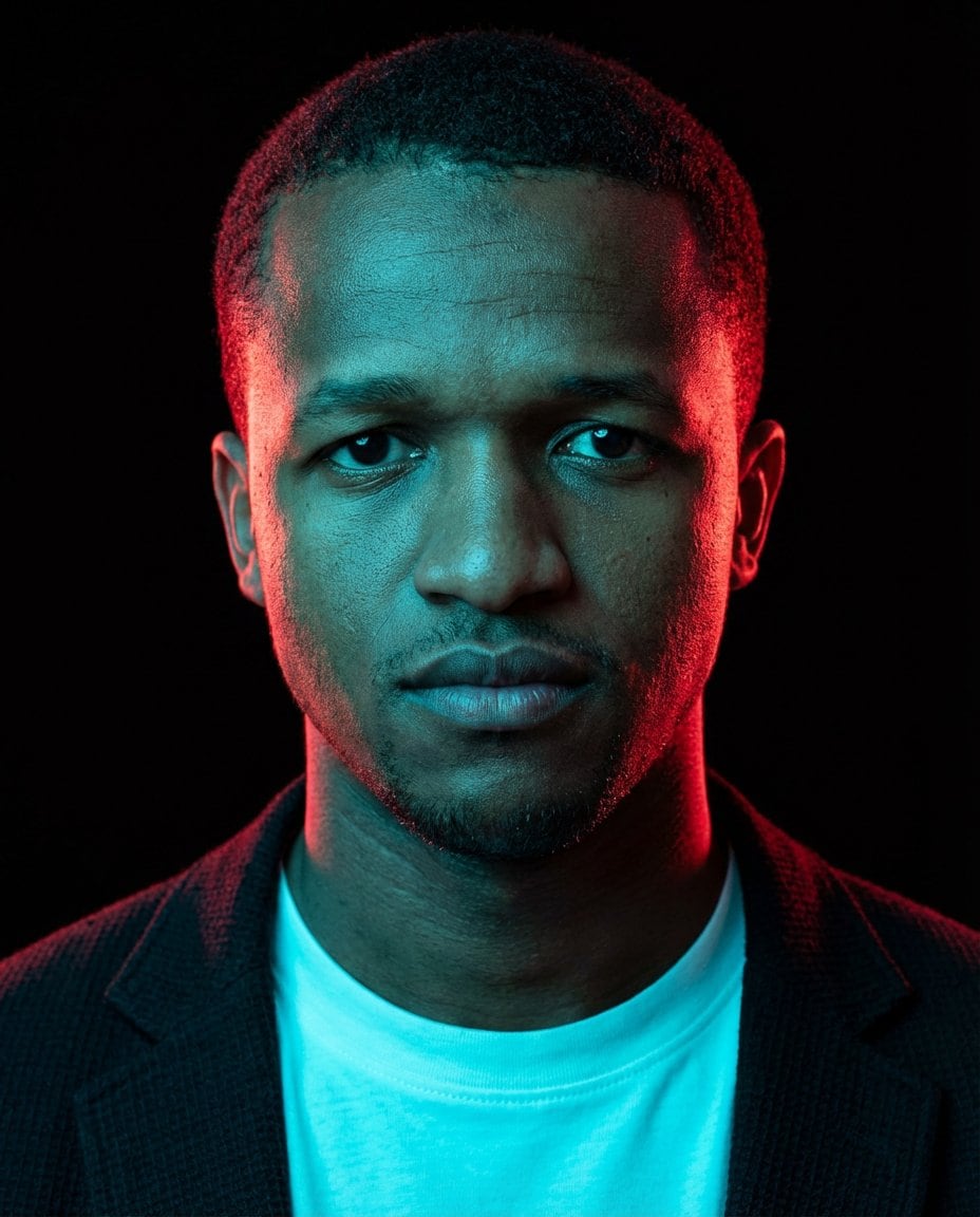 Cinematic Cyberpunk Portrait with Split Neon Lighting