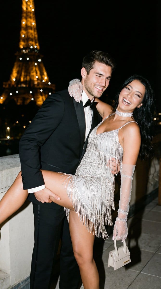 Cinematic Flash Editorial Couple Portrait in Paris