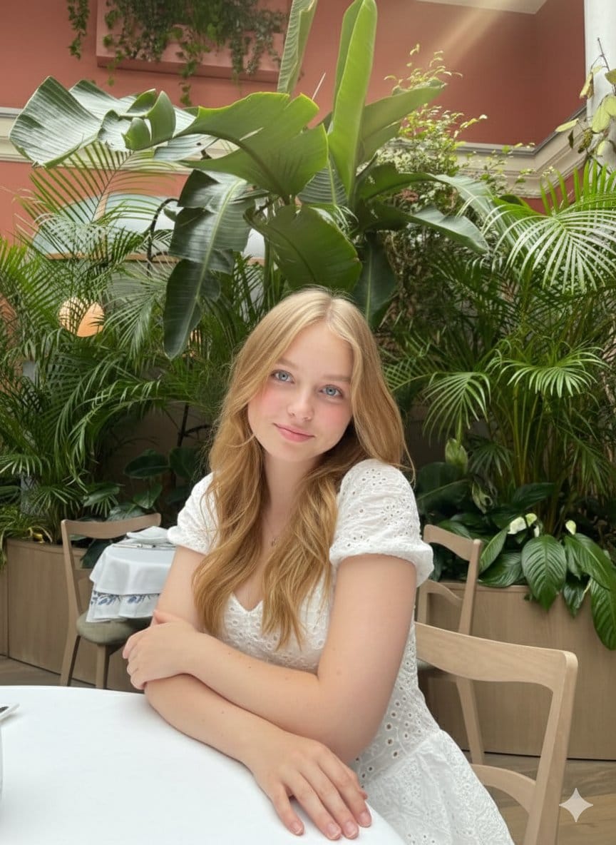 Cinematic Greenhouse Portrait at Golden Hour