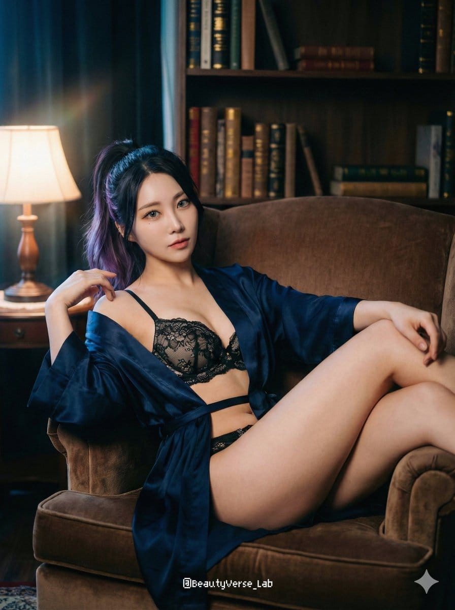 Cinematic Lingerie Portrait in Vintage Study