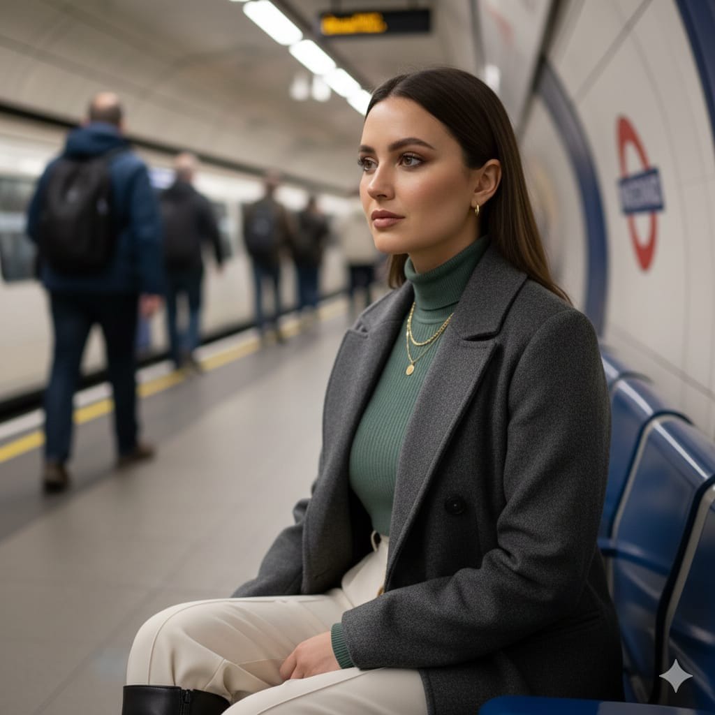 Cinematic London Underground Commuter Portrait Prompt